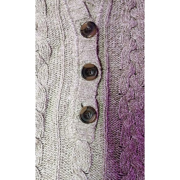 Vintage Y2K American Eagle Xl Chunky Cable Knit Hooded Sweater Driftwood Maple - Picture 11 of 16